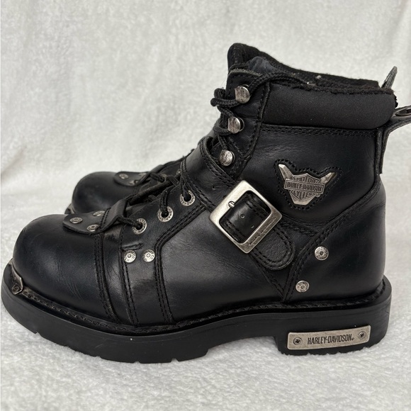 Harley-Davidson Brake Buckle Black Leather Motorcycle Boots - Picture 4 of 15